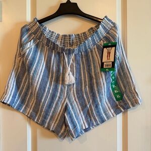 Kirkland Signature Blue & White Striped Women's Athletic Shorts